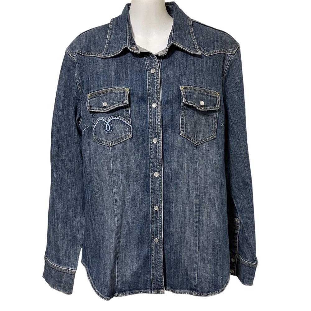 Petrol Jeans Ashley Embellished Denim Snap Shirt
